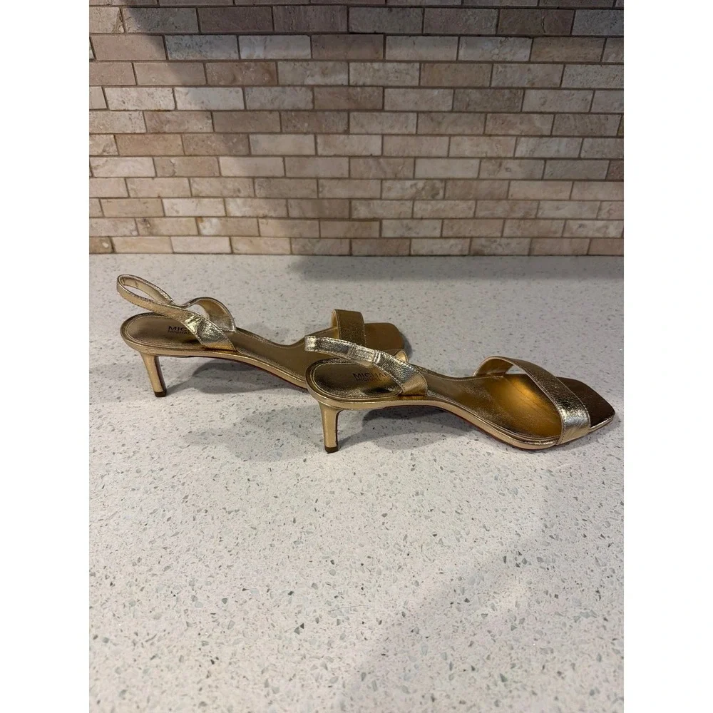 Michael Kors Gold Metallic Slingback Heels Women's Size 8 Open‎ Toe Dress